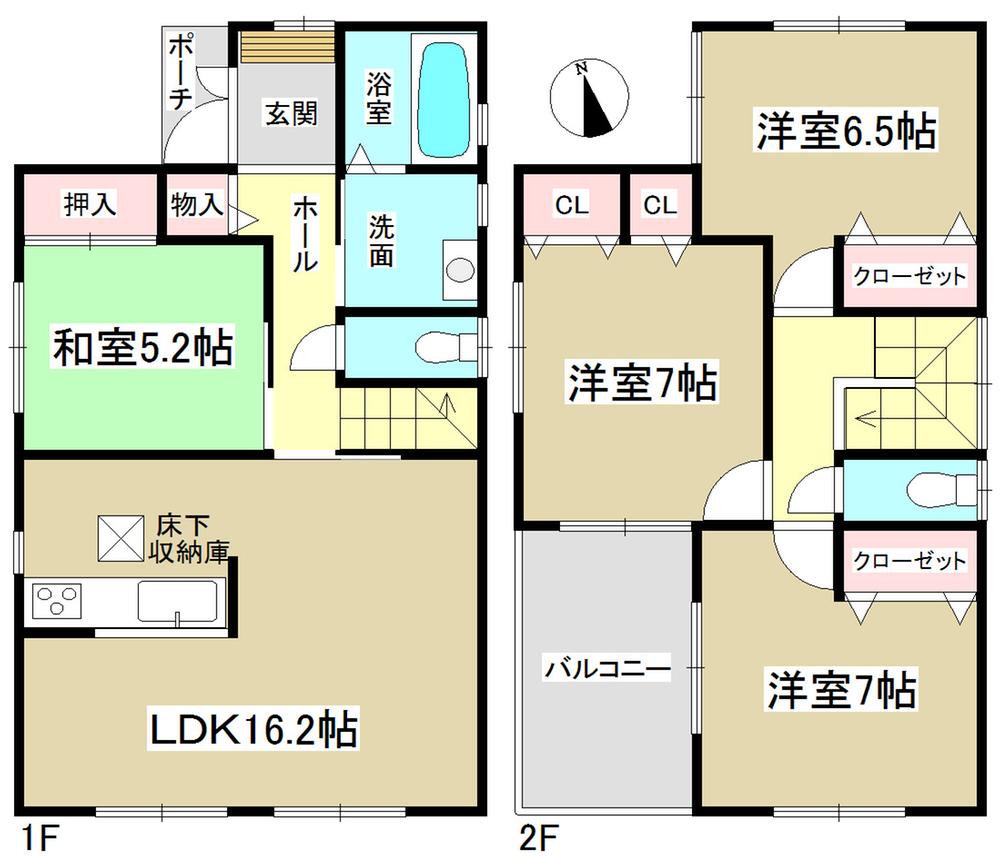 Floor plan. 36,300,000 yen, 4LDK, Land area 138.99 sq m , Building area 98.82 sq m   ◆ South-facing 16.2 quires living with ◆ 