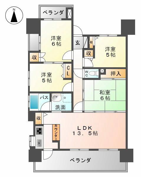 Floor plan. 4LDK, Price 17.1 million yen, Occupied area 78.62 sq m , Balcony area 16.32 sq m