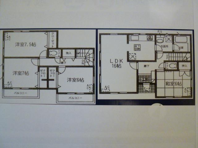Floor plan. (Building 2), Price 32,800,000 yen, 4LDK, Land area 134.13 sq m , Building area 100.03 sq m