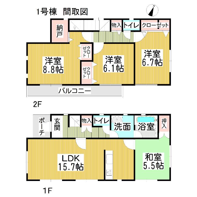 Floor plan. 31,800,000 yen, 4LDK, Land area 117.42 sq m , Building area 99.63 sq m total living room facing south