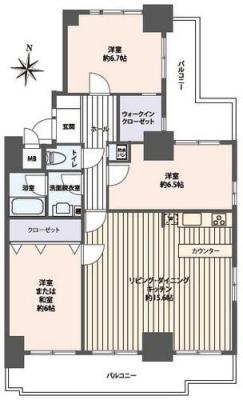 Floor plan. 3LDK, Price 17 million yen, Occupied area 84.05 sq m , Balcony area 17.96 sq m