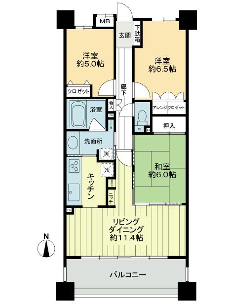 Floor plan. 3LDK, Price 19.9 million yen, Occupied area 72.69 sq m , Balcony area 11.89 sq m