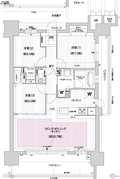 Floor: 3LDK, occupied area: 82.62 sq m, Price: 36.7 million yen