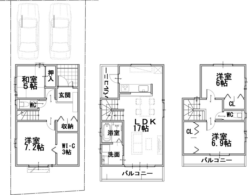 Floor plan. (East Building), Price 36,800,000 yen, 4LDK, Land area 95.13 sq m , Building area 109.4 sq m