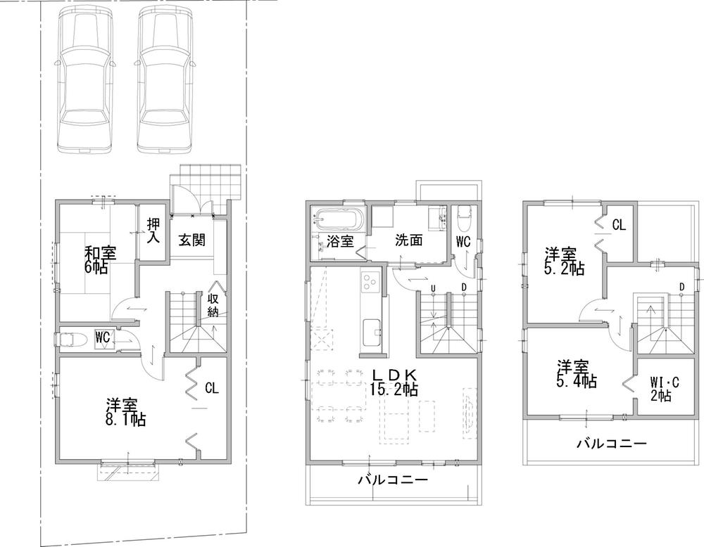 Floor plan. (West Wing), Price 37.5 million yen, 4LDK, Land area 98.11 sq m , Building area 107.25 sq m