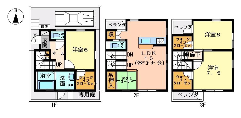Floor plan. Price 27 million yen, 3LDK, Land area 69.24 sq m , Building area 94.4 sq m