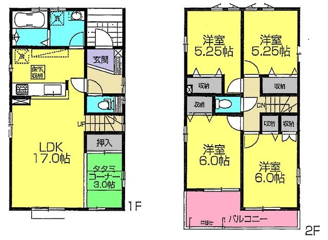 Floor plan. 36,600,000 yen, 4LDK, Land area 133.95 sq m , Building area 98.53 sq m 1 Building Floor plan