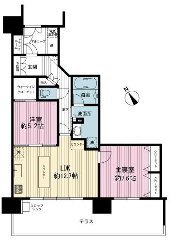 Floor plan. 2LDK, Price 22,700,000 yen, Occupied area 66.04 sq m , Balcony area 25.03 sq m