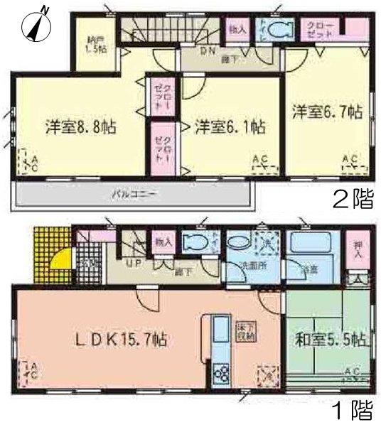 Floor plan. (1 Building), Price 31,800,000 yen, 4LDK+S, Land area 117.42 sq m , Building area 99.63 sq m