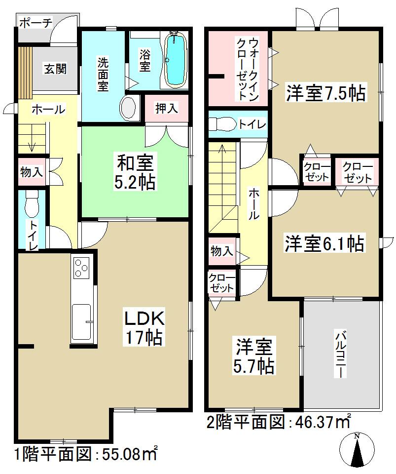 Floor plan. (1 Building), Price 30,800,000 yen, 4LDK, Land area 116.88 sq m , Building area 101.46 sq m