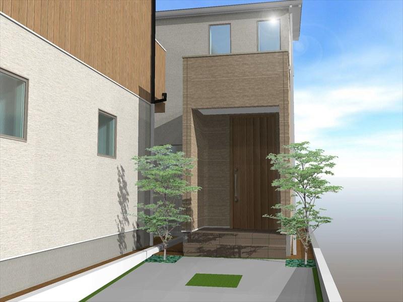 Rendering (appearance). A building entrance approach image