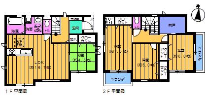 Floor plan. (Building 2), Price 32,800,000 yen, 4LDK, Land area 108.63 sq m , Building area 103.01 sq m