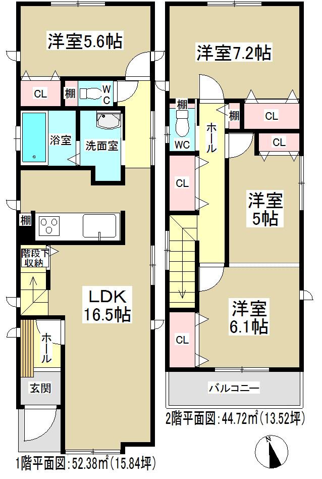 Floor plan. 35,300,000 yen, 4LDK, Land area 98.52 sq m , Building area 97.1 sq m sunny! 