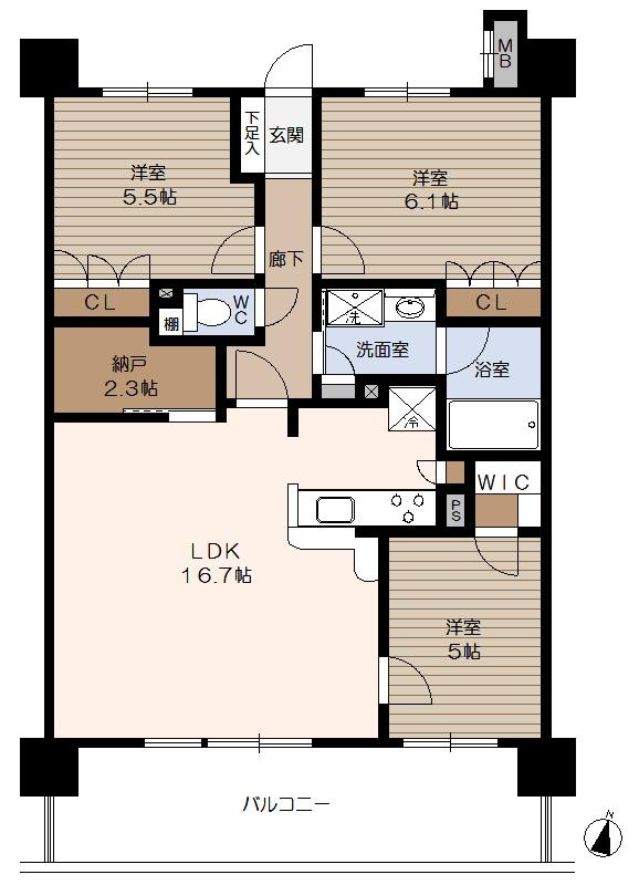 Floor plan. 3LDK + S (storeroom), Price 18,800,000 yen, Occupied area 74.48 sq m , Balcony area 15.2 sq m