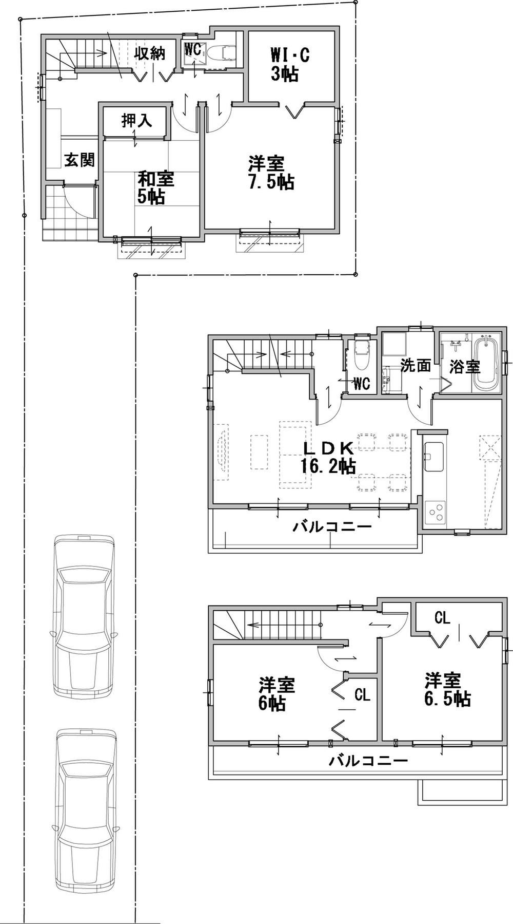 Floor plan. (North Building), Price 39,800,000 yen, 4LDK, Land area 116.32 sq m , Building area 108.74 sq m