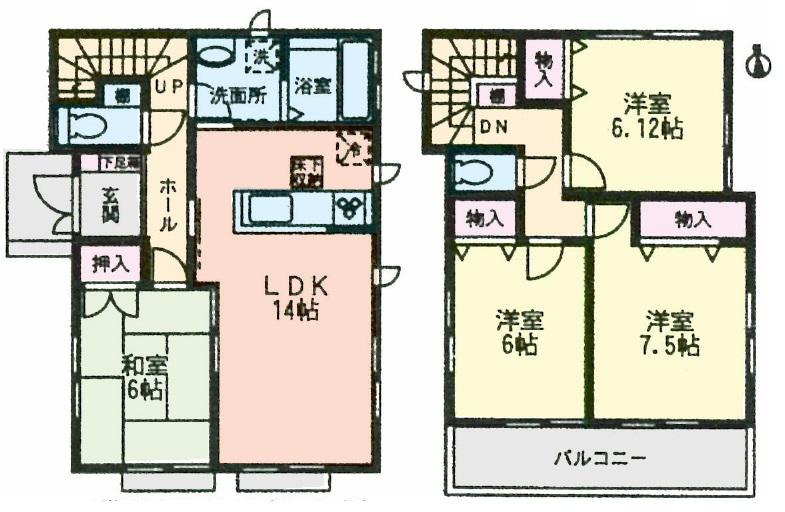 Floor plan. (D Building), Price 31,900,000 yen, 4LDK, Land area 122.18 sq m , Building area 97.52 sq m
