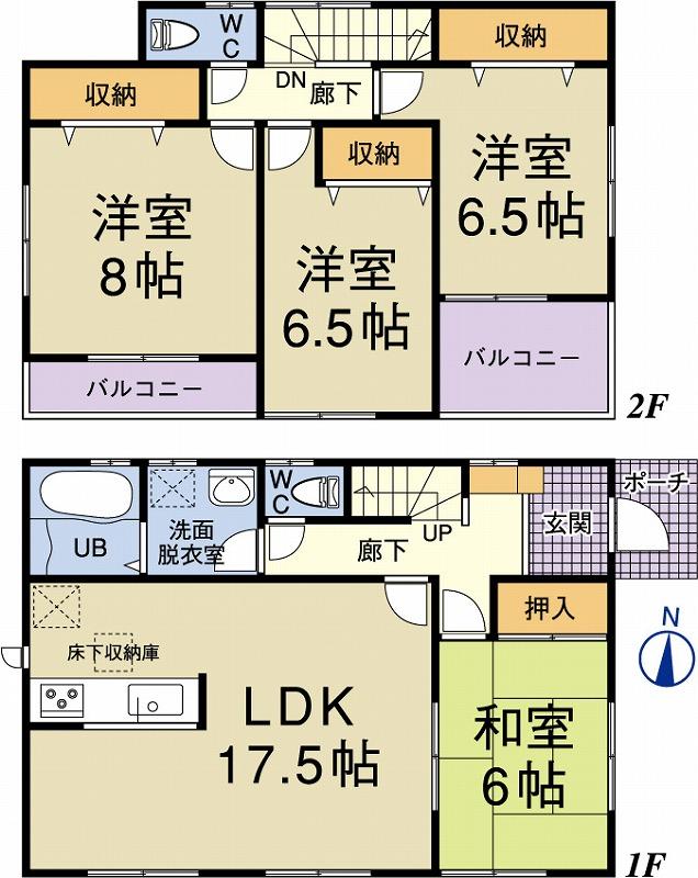Floor plan. 34,800,000 yen, 4LDK, Land area 162.51 sq m , Building area 105.98 sq m