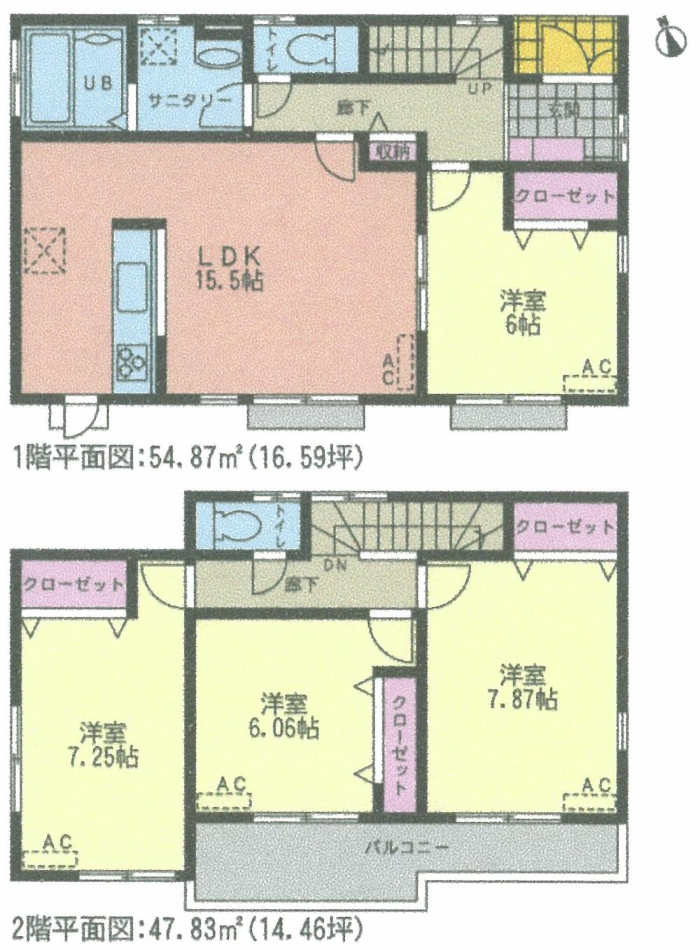 Floor plan. (Building 2), Price 28,780,000 yen, 4LDK, Land area 133.67 sq m , Building area 102.7 sq m