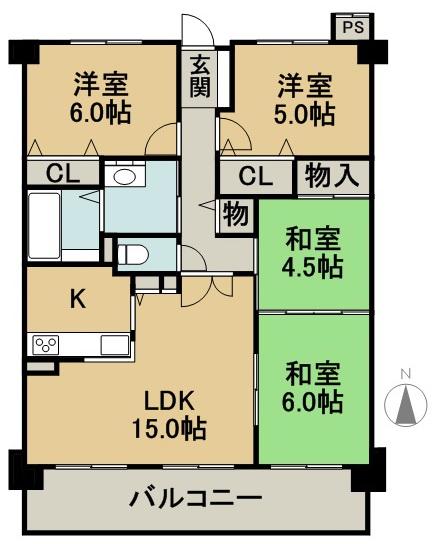 Floor plan. 4LDK, Price 19 million yen, Occupied area 72.49 sq m , Balcony area 8 sq m