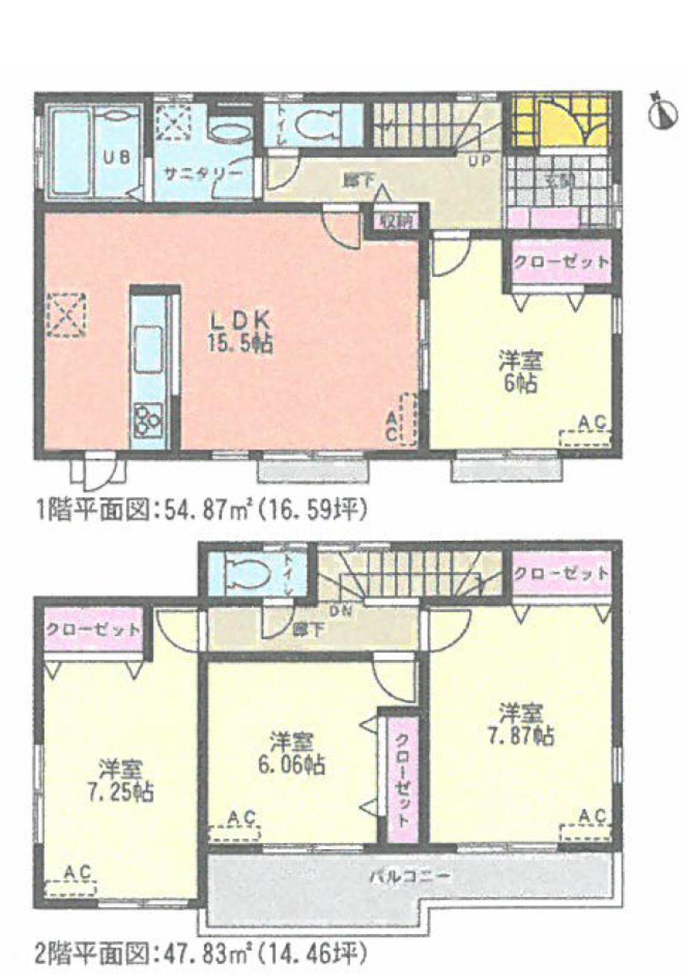 Floor plan. (Building 2), Price 28,780,000 yen, 4LDK, Land area 133.67 sq m , Building area 102.7 sq m