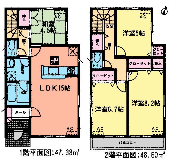 Floor plan. (3 Building), Price 32,800,000 yen, 4LDK, Land area 126.66 sq m , Building area 95.98 sq m