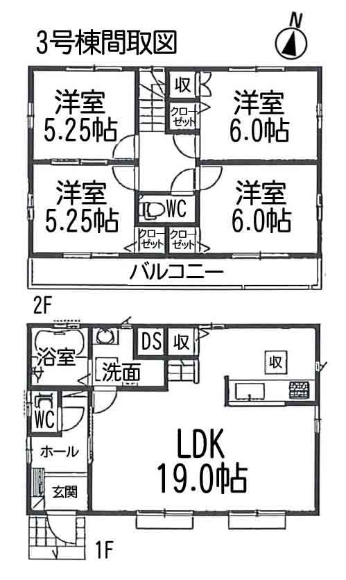 Floor plan. 31,100,000 yen, 4LDK, Land area 132.22 sq m , Building area 94.4 sq m 1 floor LDK 19 quires !! Spacious living space