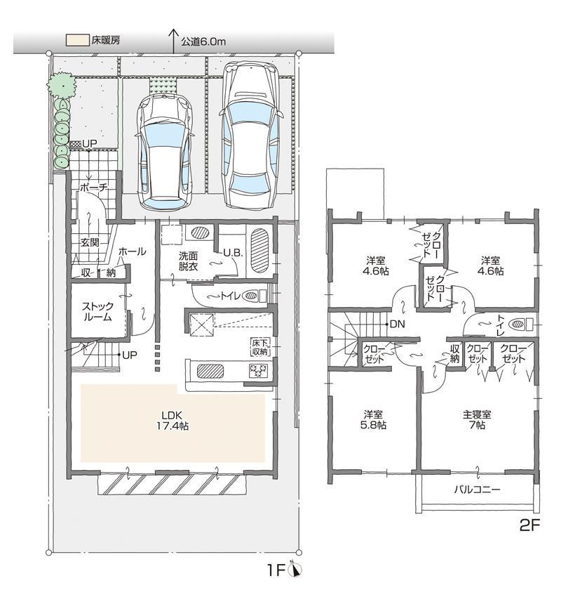 Floor plan. (A Building), Price 37,700,000 yen, 4LDK+S, Land area 119.58 sq m , Building area 98.56 sq m