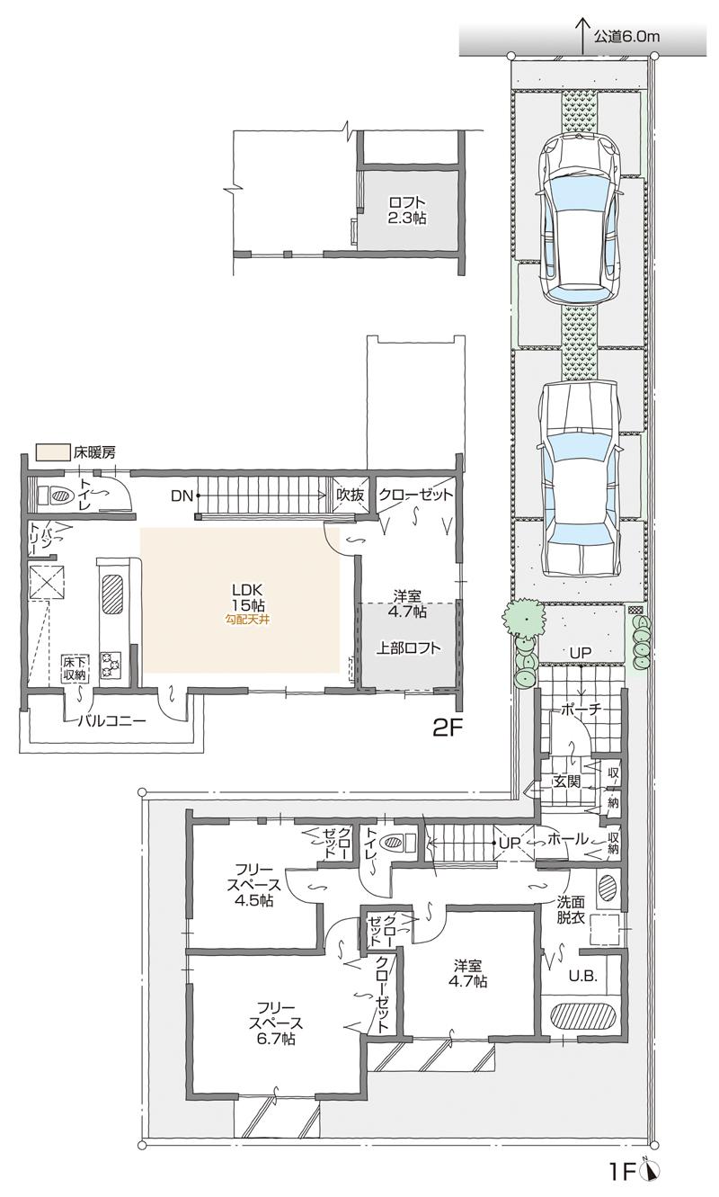 Floor plan. (B Building), Price 30,900,000 yen, 2LDK+3S, Land area 125.14 sq m , Building area 88.88 sq m
