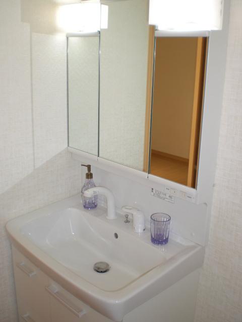 Wash basin, toilet. Interior North Building