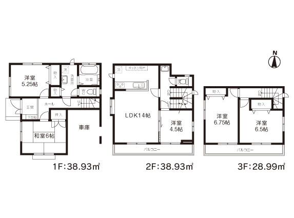 Floor plan. (B Building), Price 36,800,000 yen, 5LDK, Land area 92.32 sq m , Building area 114.3 sq m