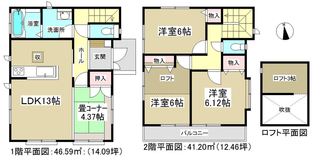 Floor plan. 28,900,000 yen, 4LDK, Land area 122.02 sq m , Building area 87.79 sq m with loft! 