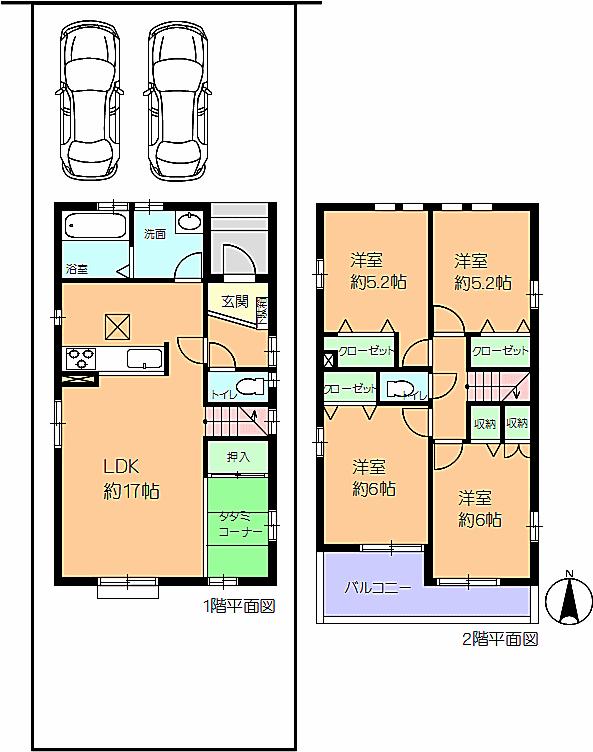 Floor plan. 36,600,000 yen, 4LDK, Land area 133.97 sq m , Building area 98.53 sq m 1 Building