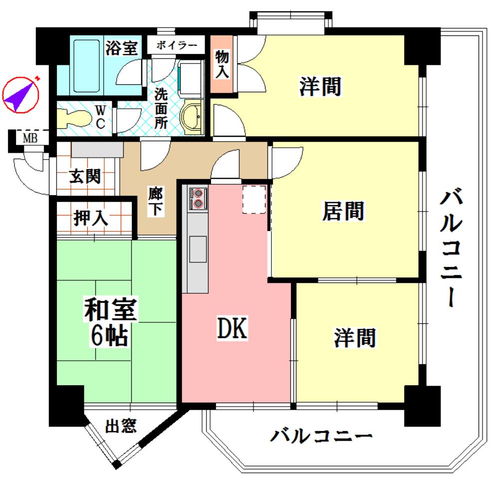 Floor plan. 4DK, Price 8.5 million yen, Occupied area 64.78 sq m , Balcony area 17.7 sq m