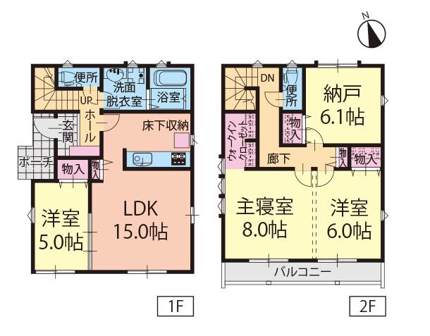 Floor plan. (C Building), Price 31,900,000 yen, 3LDK+S, Land area 100 sq m , Building area 98.96 sq m