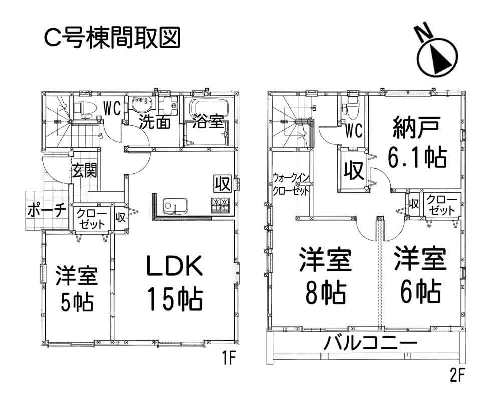 Floor plan. (C Building), Price 31,900,000 yen, 3LDK+S, Land area 100 sq m , Building area 98.96 sq m