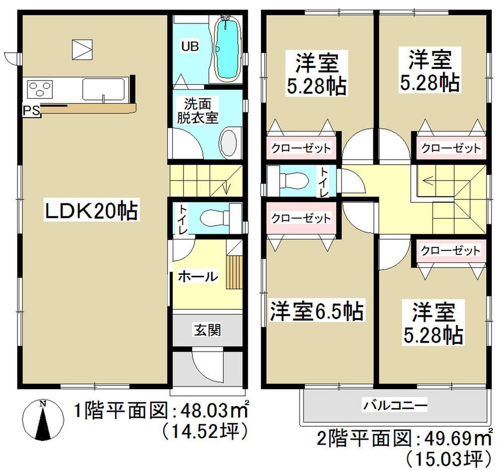 Floor plan. Site area 50 square meters or more! LDK has 20 Pledge, You can use your spacious. It is a popular south-facing property. 