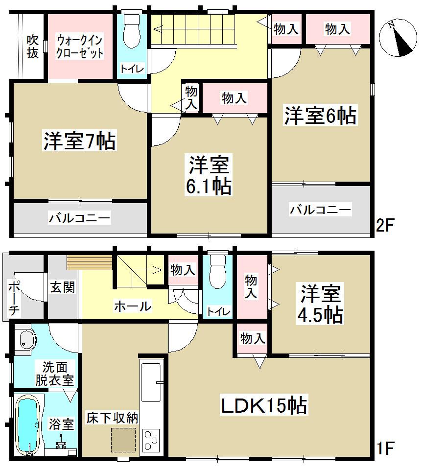 Floor plan. 30,900,000 yen, 4LDK, Land area 112.29 sq m , There is a building area of ​​98.33 sq m walk-in closet! 