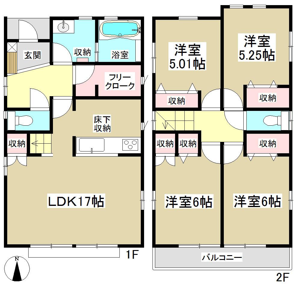 Floor plan. 37,200,000 yen, 4LDK, Land area 128.92 sq m , There is a building area of 98.94 sq m free cloakroom!