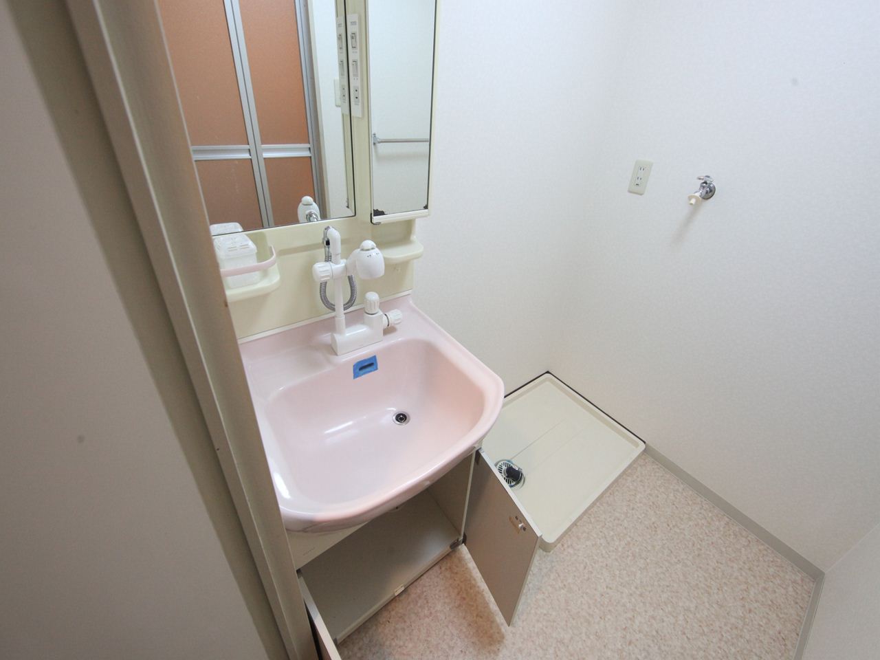 Washroom. Dressing room Independent wash basin (shampoo with dresser) washing machine inside the room with storage