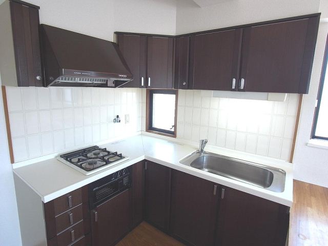 Kitchen. Wide sink to two-burner stove. It will be cooking Hakadori. 