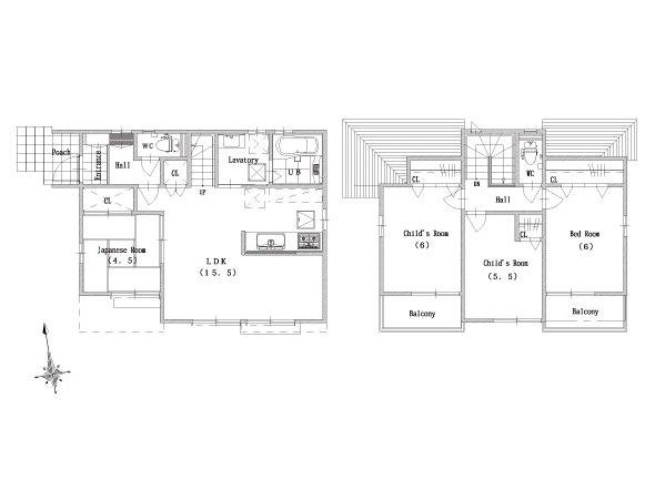 Other building plan example. Building plan example (No. 3 locations) Building price 18.2 million yen, Building area 91.10 sq m