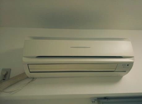 Living and room. Air conditioning installation