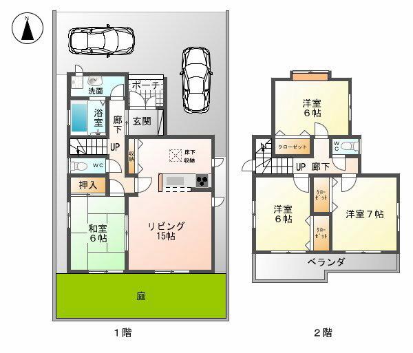 Floor plan. (B Building), Price 34,800,000 yen, 4LDK, Land area 115.28 sq m , Building area 98.55 sq m