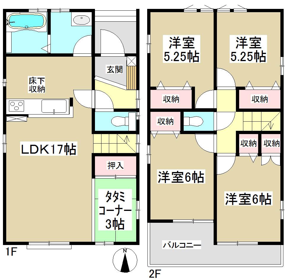 Floor plan. (1 Building), Price 36,600,000 yen, 4LDK, Land area 133.95 sq m , Building area 98.53 sq m