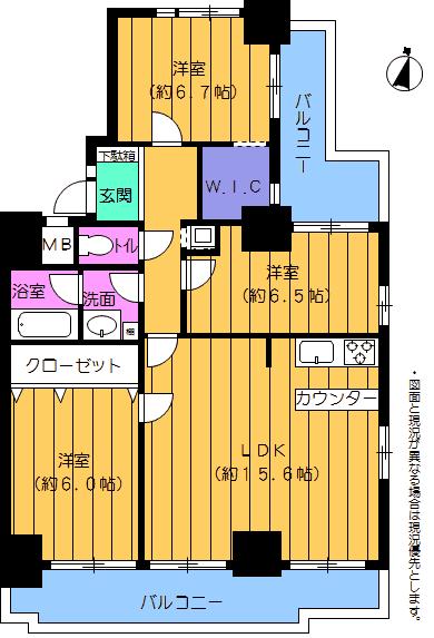 Floor plan. 3LDK, Price 17 million yen, Occupied area 84.05 sq m , Balcony area 17.96 sq m