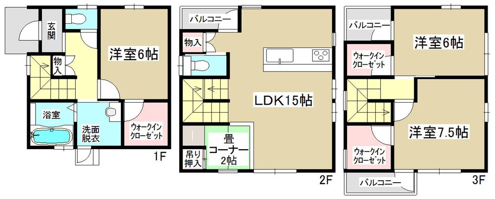 Floor plan. 27 million yen, 4LDK, Land area 69.24 sq m , Building area 94.4 sq m walk-in closet with! 