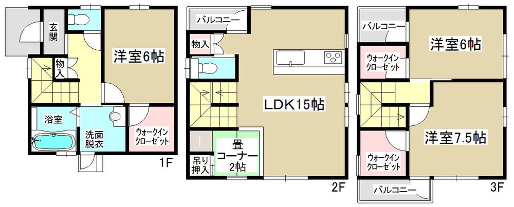 Floor plan. 27 million yen, 4LDK, Land area 69.24 sq m , Building area 94.4 sq m walk-in closet with! 