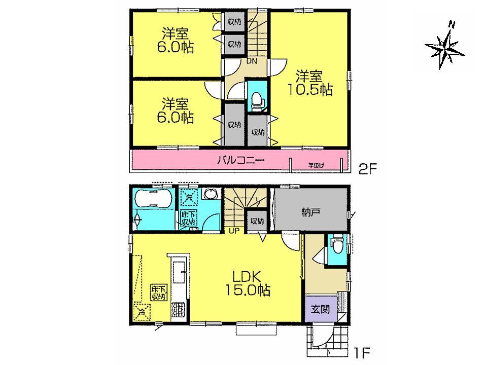 Floor plan. (Building 2), Price 30,900,000 yen, 3LDK+S, Land area 132.23 sq m , Building area 94.4 sq m