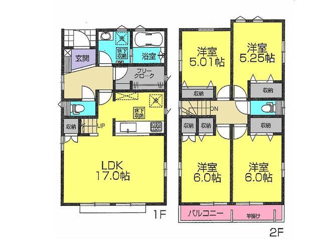 Floor plan. 37,200,000 yen, 4LDK, Land area 128.92 sq m , Building area 98.94 sq m floor plan