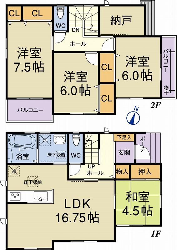 Floor plan. 32,800,000 yen, 4LDK, Land area 108.94 sq m , Building area 102.87 sq m